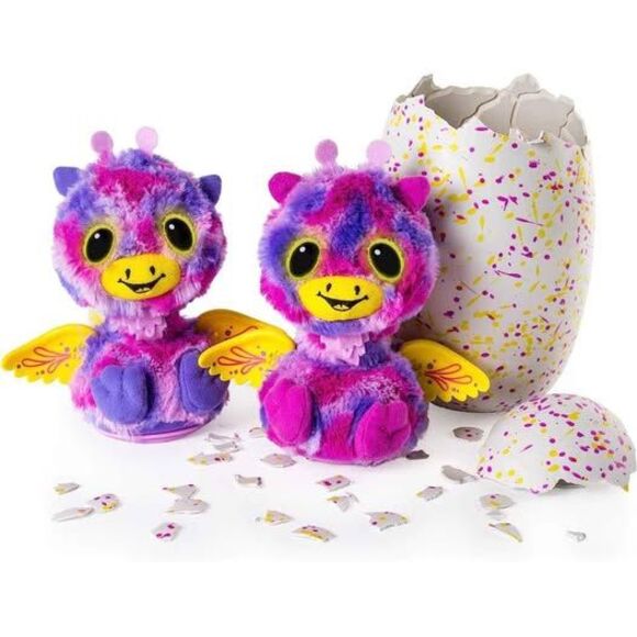 2 Hatchimal Giraven Hatching Egg Twin Interactive Dragon Pink Purple WORKS - Picture 3 of 7